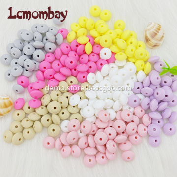 100pcs 12mm Silicone Lentil Beads Baby Teething Beads BPA-Free Food Grade Making Baby Oral Care Pacifier Chain Accessorise